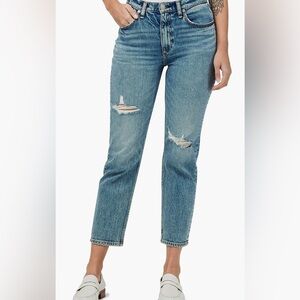 rag & bone Wren Ripped High Waist Ankle Slim straight Jeans-size 24